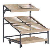 Овощной стеллаж металлический 1450х1280х1620 мм с деревянными наклонными полками